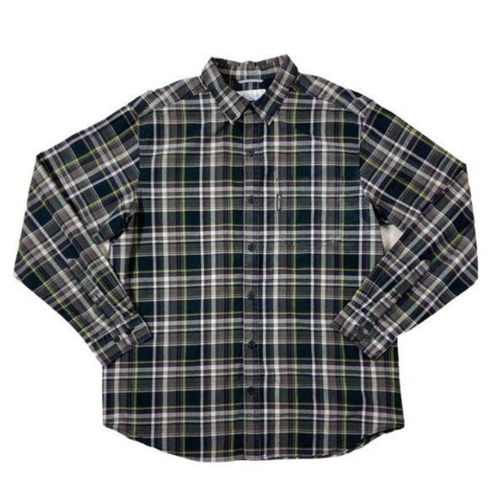 Columbia Sportswear Mens Casual Button Down Green Plaid Long Sleeve Shirt Large